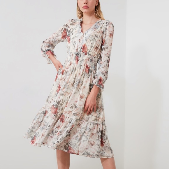 Floral Print Midi Dress - Picture 1 of 6